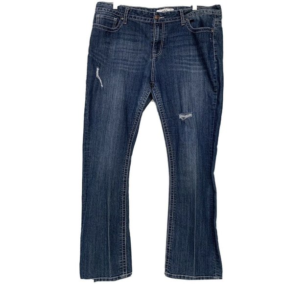 VGS Women Jeans Size 16 Blue Slim Boot Embroidery - Picture 1 of 11